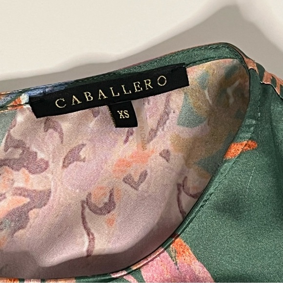 Caballero Floral Green Satin Dress - Picture 2 of 15